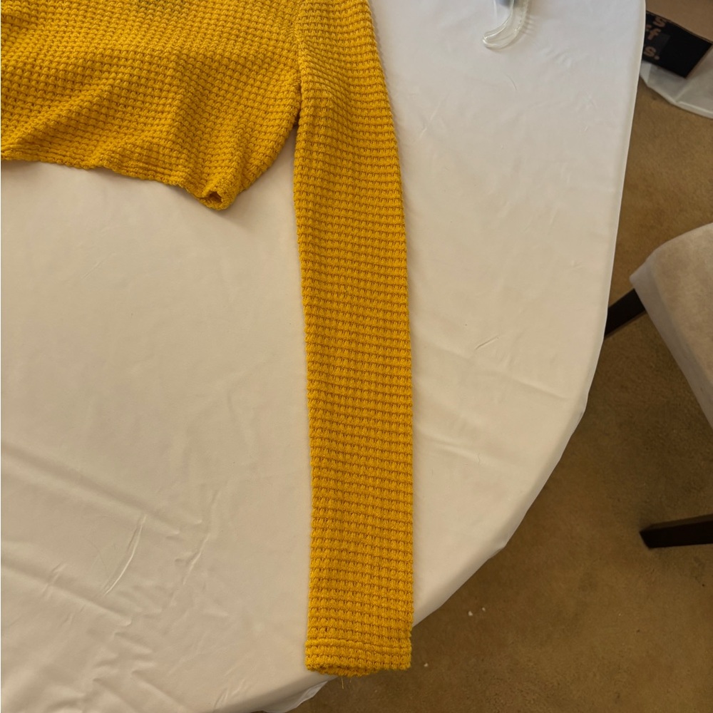 Forever 21 Mustard Yellow Knit Crop Top Long Sleeve Women Size Small New - Picture 7 of 8